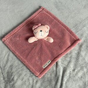 Chick Pea Lovey Toy Pink Mauve Sleeping Bear Pink Bow Soft Baby Security Blanket